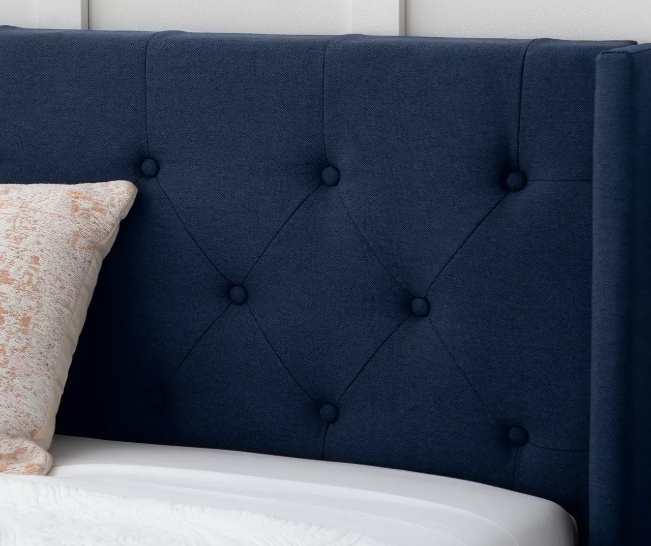 Isabelle Navy Upholstered Twin Wingback Bed 4 Isabelle Navy Upholstered Twin Wingback Bed - Image 4