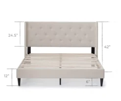 Isabelle Cream Upholstered Twin Wingback Bed -Happy Home Area 810547603 810547607 810547628 810547611 3