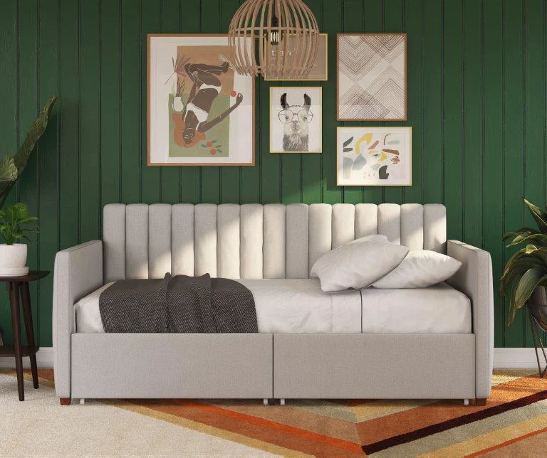 Brittany Gray Linen Upholstered Twin Storage Daybed 4 Brittany Gray Linen Upholstered Twin Storage Daybed - Image 4