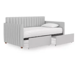 Brittany Gray Linen Upholstered Twin Storage Daybed 11 Brittany Gray Linen Upholstered Twin Storage Daybed -Happy Home Area 810548783 6