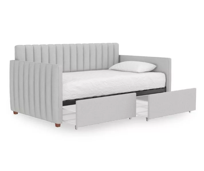 Brittany Gray Linen Upholstered Twin Storage Daybed 6 Brittany Gray Linen Upholstered Twin Storage Daybed - Image 6