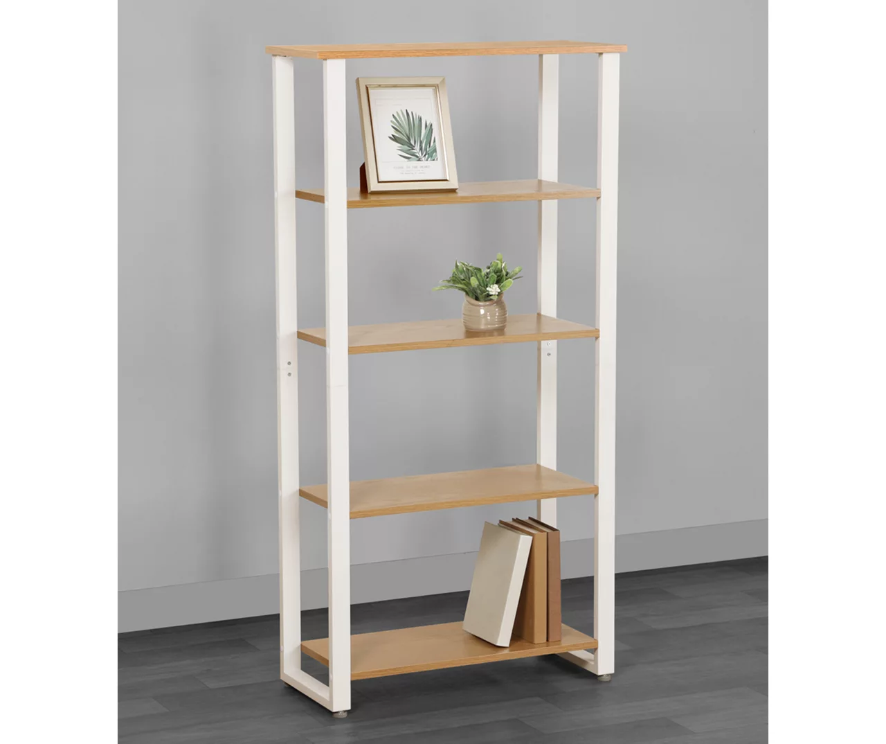 Dorm Essentials Oak & White 4-Shelf Bookcase 2 Dorm Essentials Oak & White 4-Shelf Bookcase - Image 2