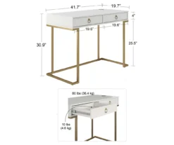 Camila Gray Writing Desk With Wireless Charging -Happy Home Area 810589026 1