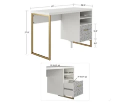 Scarlett White Pedestal Desk -Happy Home Area 810589027 1