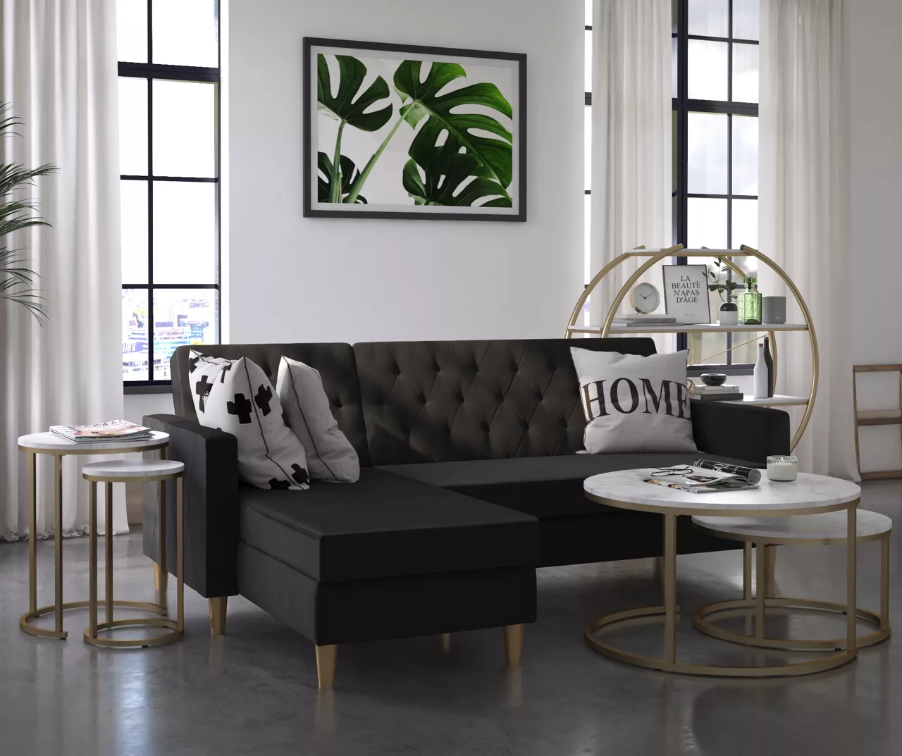 Amelia Faux Marble 4-Shelf Bookcase 5 Amelia Faux Marble 4-Shelf Bookcase - Image 5