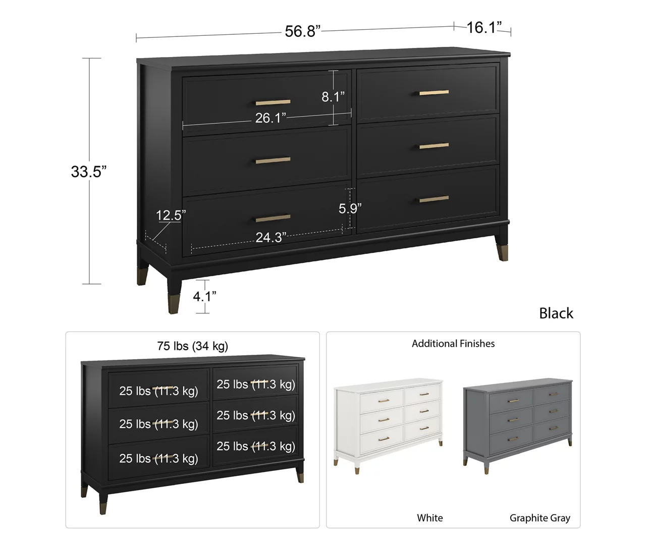 CosmoLiving Westerleigh 6-Drawer Dresser 16 CosmoLiving Westerleigh 6-Drawer Dresser - Image 16
