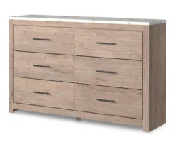 Senniberg Oak & Faux Calcutta 6-Drawer Dresser -Happy Home Area 810589299 2