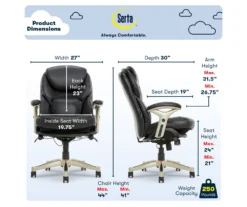 Claremont Black Bonded Leather Office Chair -Happy Home Area 810590374 6