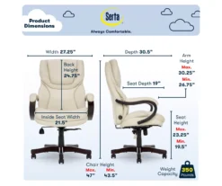 Conway Ivory Big & Tall Bonded Leather Office Chair -Happy Home Area 810590382 6