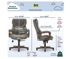 Conway Gray Big & Tall Bonded Leather Office Chair -Happy Home Area 810590383 6