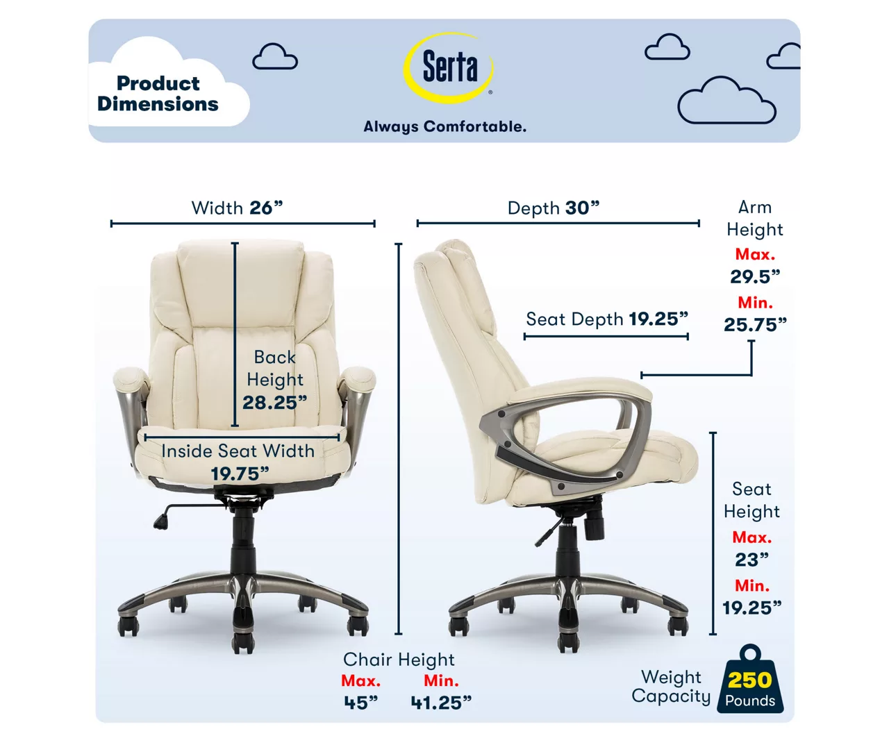 Serta Garret Executive Bonded Leather Office Chair 10 Serta Garret Executive Bonded Leather Office Chair - Image 10