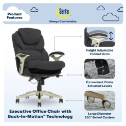 Claremont Dark Gray Fabric Office Chair -Happy Home Area 810590396 71