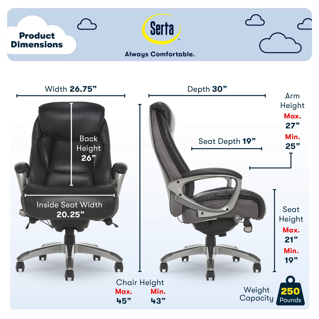 Serta Lautner Executive Bonded Leather Office Chair 13 Serta Lautner Executive Bonded Leather Office Chair - Image 13