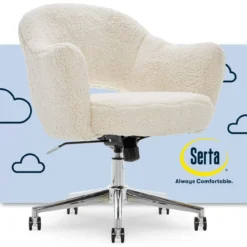 Valetta Cream Faux Fur Office Chair -Happy Home Area 810590414 11