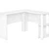 White L-Shaped Corner Desk With Open Storage
