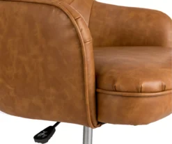 Caramel Brown Faux Leather Tufted Adjustable Office Chair -Happy Home Area 810598931 A0 4