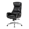 Black Mid-Century Modern Faux Leather Executive Office Chair