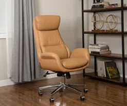 Light Brown Mid-Century Modern Faux Leather Executive Office Chair -Happy Home Area 810598939 A0 4