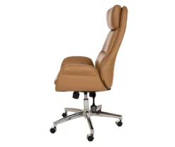 Light Brown Mid-Century Modern Faux Leather Executive Office Chair -Happy Home Area 810598939 A0 5