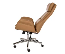 Light Brown Mid-Century Modern Faux Leather Executive Office Chair -Happy Home Area 810598939 A0 6