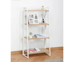 Blonde Wood Look & White 4-Tier Folding Bookcase -Happy Home Area 810606565 A0 2