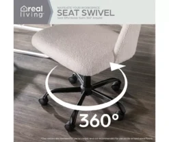 Cream Faux Wool Boucle Rolling Swivel Office Chair -Happy Home Area 810606674 A0 4