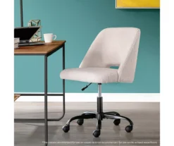 Cream Faux Wool Boucle Rolling Swivel Office Chair -Happy Home Area 810606674 A0 8