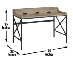 Corday Gray Wood Writing Desk With USB Charing -Happy Home Area 810680820 A7